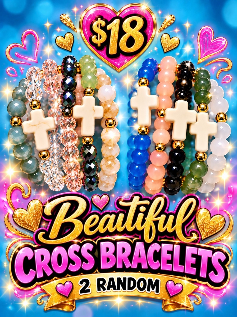 Cross Bracelets 2 Random Multicolor